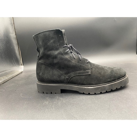 Zara Man Black Suede‎ Lace Up Side Zip Combat Boots Lug Sole Size 43 Mens 10 main image 4